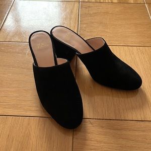J Crew size 6.5 Black Suede Mule Heels